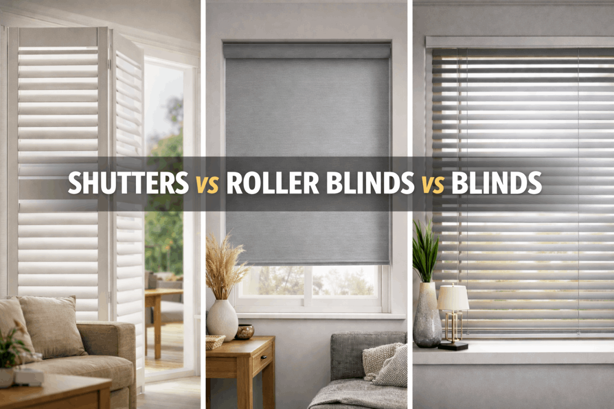 Shutters vs blinds vs curtains comparison in modern living room v tienení, dizajne a funkčnosti